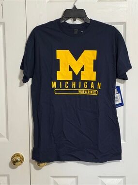 Knights Apparel Navy Blue Michigan Wolverines Short Sleeve Tee with Yellow Logo